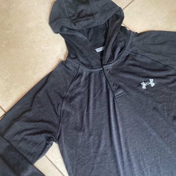Under Armour Men’s Dark Grey Heatgear Hoodie Button Longsleeve Shirt - Picture 6 of 6